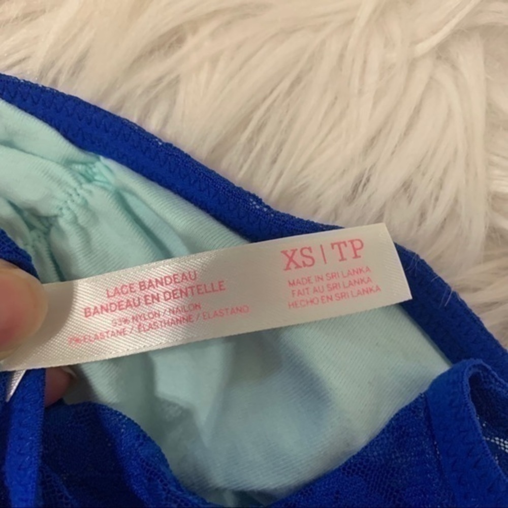 Victoria Secret PINK Blue Lace Bandeau Size XS - Picture 6 of 7